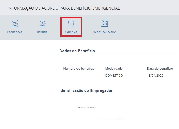 Cancelar requerimento BEm Cancelar requerimento BEm